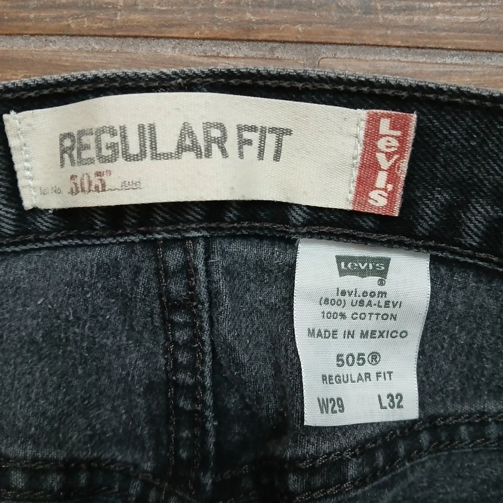 Levi's 505 Jeans Mens 29x32 Black Denim Straight Cotton Regular Y2K (FITS 28x30)